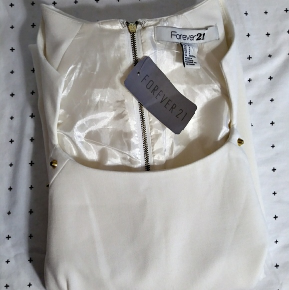 Forever 21 sleeveless dress cream/gold sz small - Picture 3 of 6